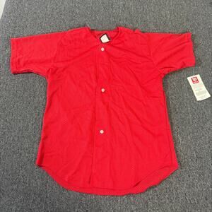 Vintage Y2k Wilson Button Front Mesh Jersey Baseball Red Youth XL New